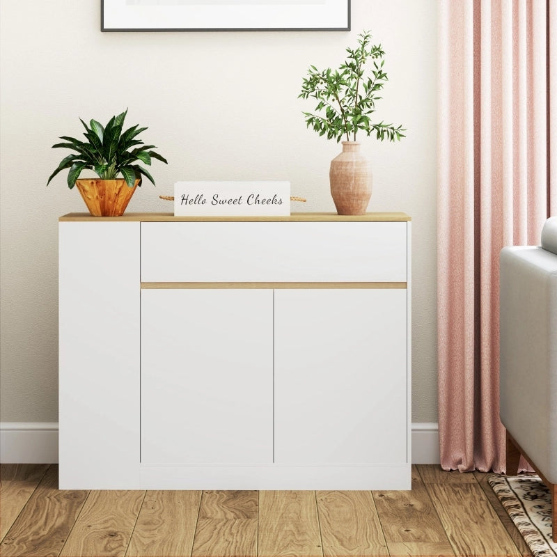 Credenza con 2 ante; 1 cassetto e 3 ripiani regolabili per cucina e sala da pranzo; 105×30×81.5 cm; bianco