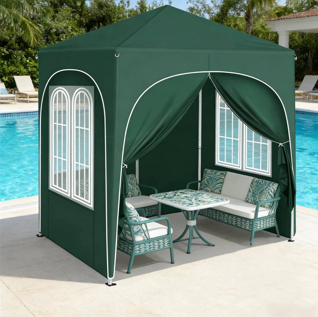 Gazebo pieghevole 2x2 m verde con pareti laterali e borsa