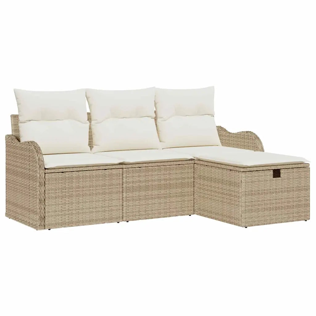 Set Divano da Giardino con cuscino 4 pcs Poly Rattan