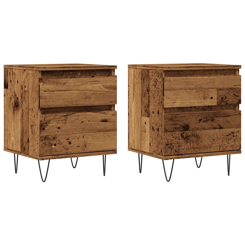 Comodini 2pz Legno Antico 40x35x50 cm in Legno Multistrato 857417