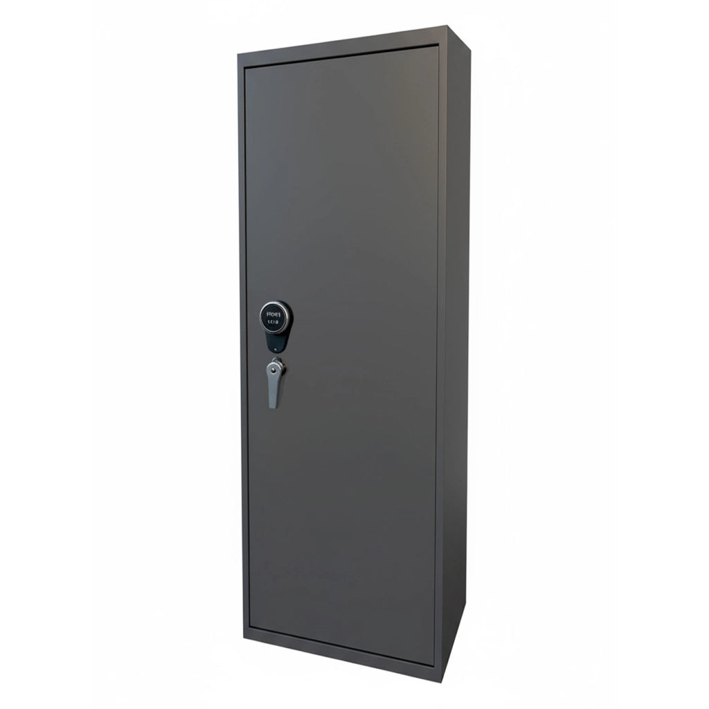 Armadio Blindato Per Armi In Acciaio 3 Posti Con Chiave E Serratura Digitale Tesoretto Tasca Porta Oggetti Cassaforte Sicura Grigio Scuro 148x30x25 Cm
