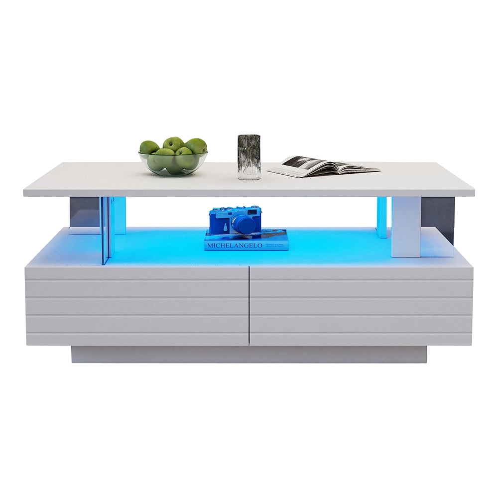 Tavolino-Xylo-Bianco LED Bluetooth doppio strato