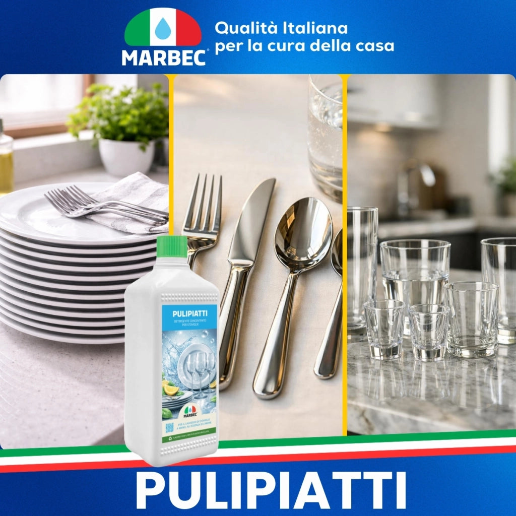Detergente Piatti Concentrato, Sgrassa a Freddo, Risciacquo Rapido, Profumo Limone Marbec PULIPIATTI - 5LT