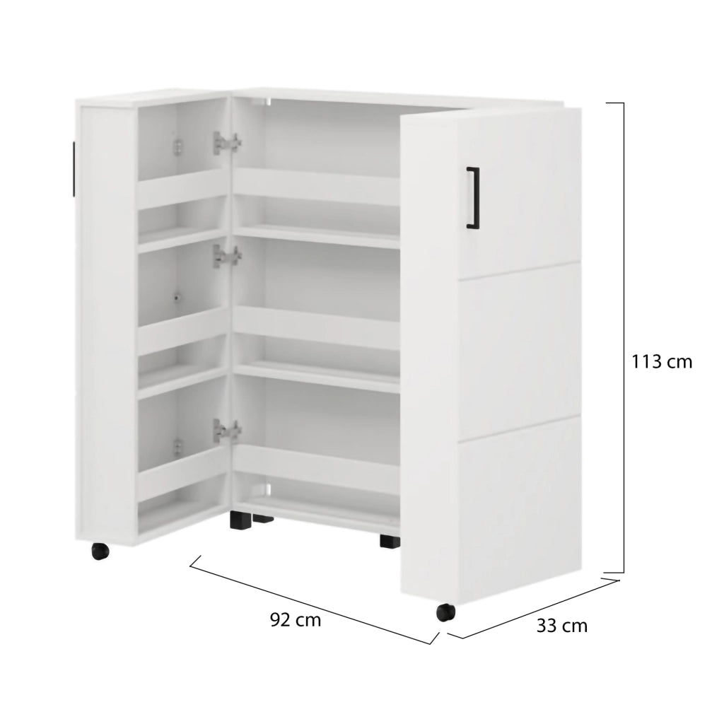 Mobile Portascarpe Ystad, Scarpiera 9 Ripiani, 92x33x113h cm Bianco Opaco