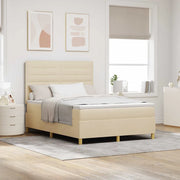 Letto a Sorgente LED con materasso Crema 160 x 200 cm Tessuto