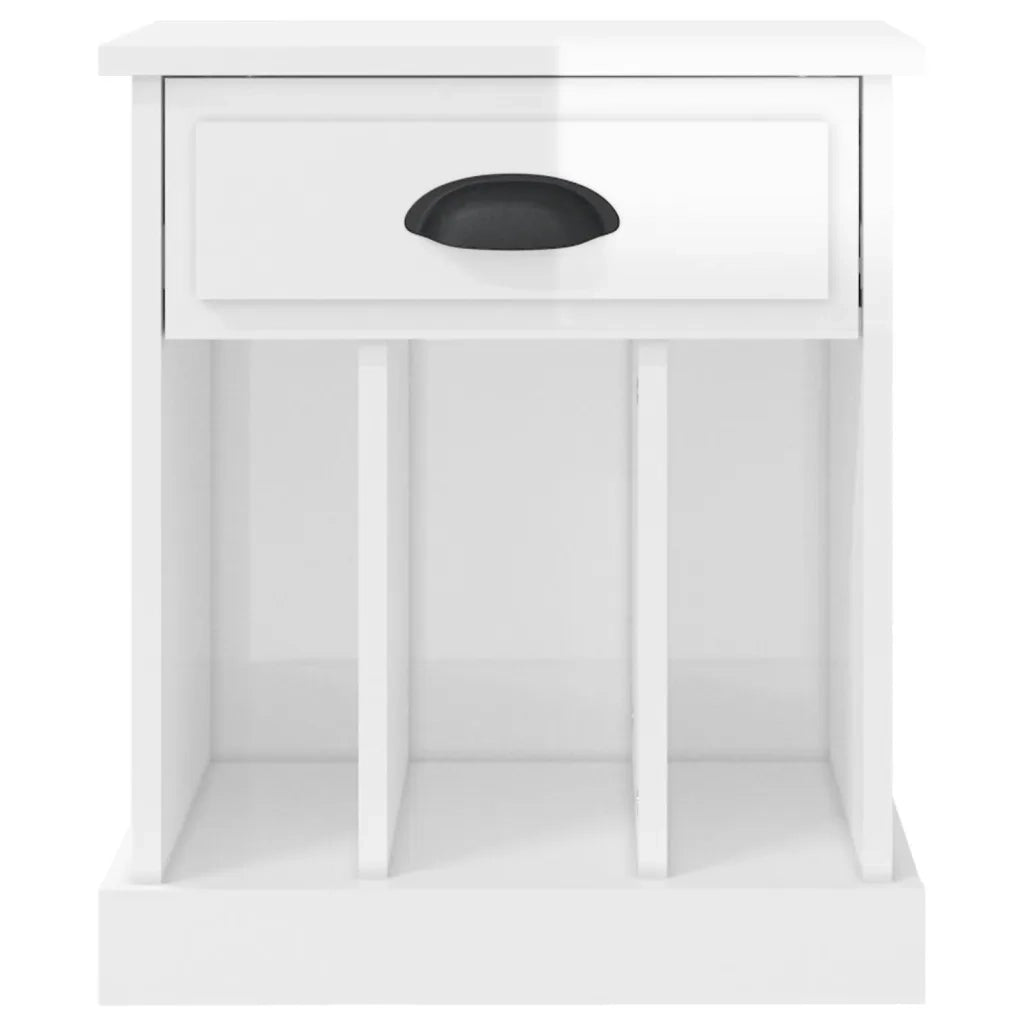 Comodino | Armadio da Notte | Mobiletto da notte Bianco Lucido 43x36x50 cm
