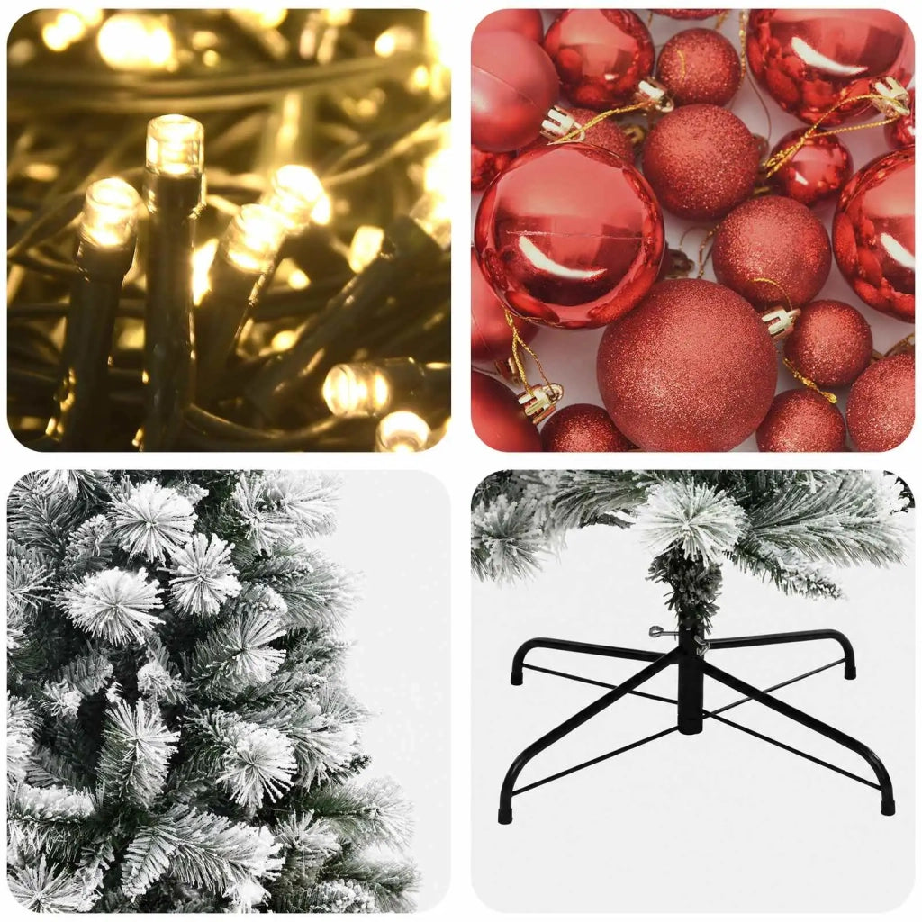 Albero di Natale artificiale con rami snodati e palline 240 cm 3466904