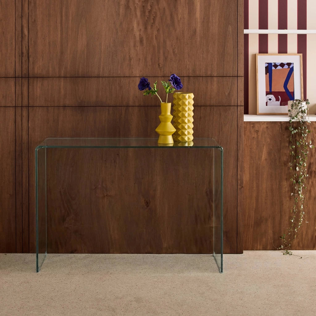 Console rettangolare in cristallo temperato, 110cm, transparent
