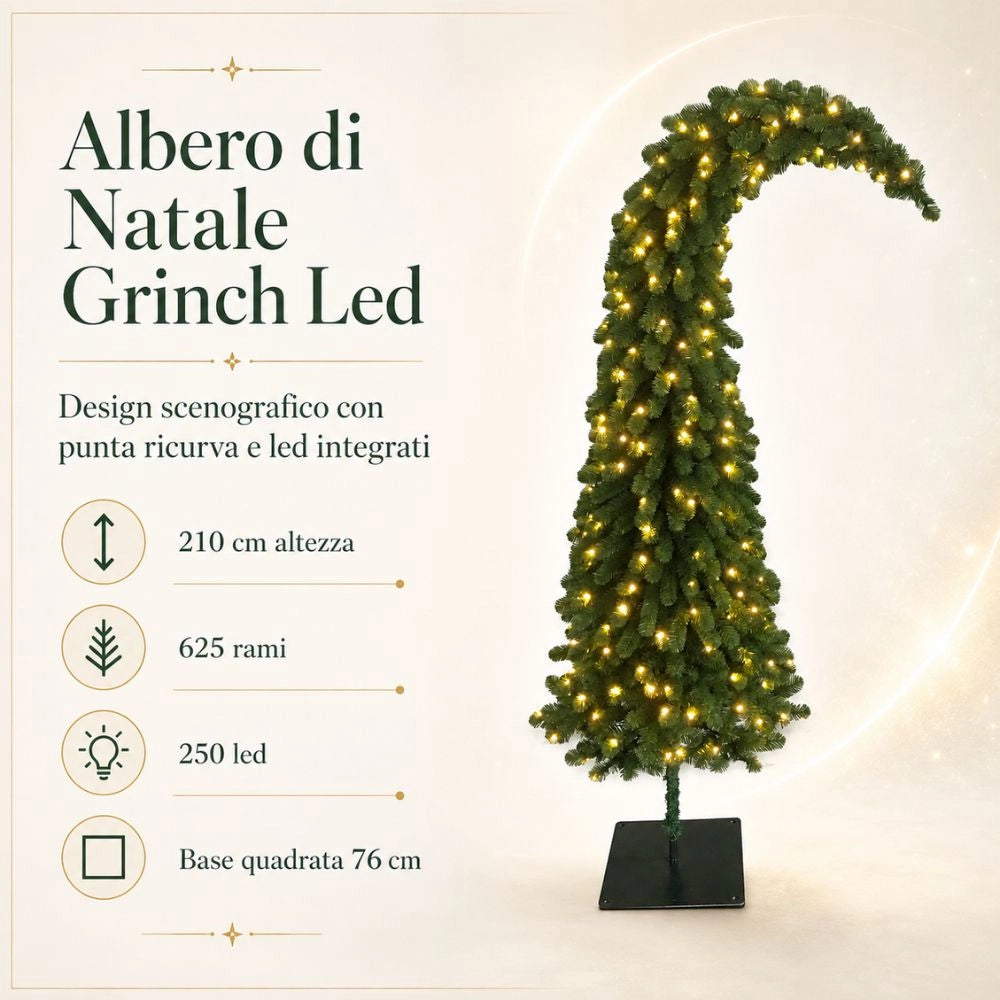 Albero di natale grinch con 250 luci led decorative