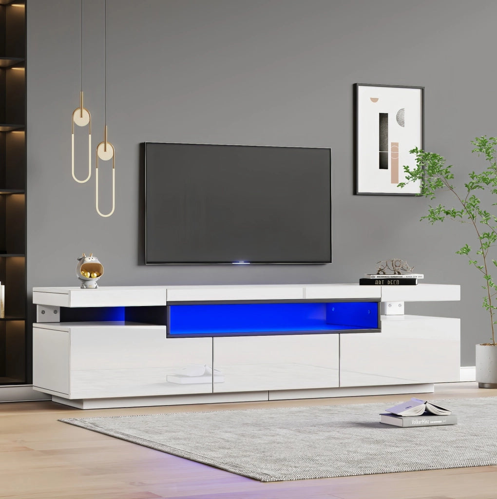 Mobile TV bianco 160x39x42 cm con LED 16 colori e 3 cassetti