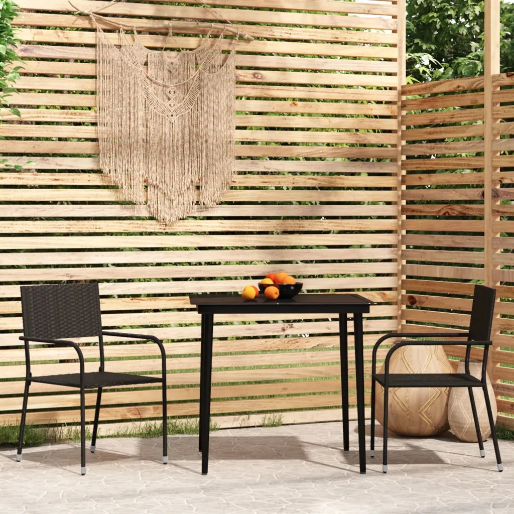 Set Mobili da Pranzo per Giardino 3 pz Nero 3099589
