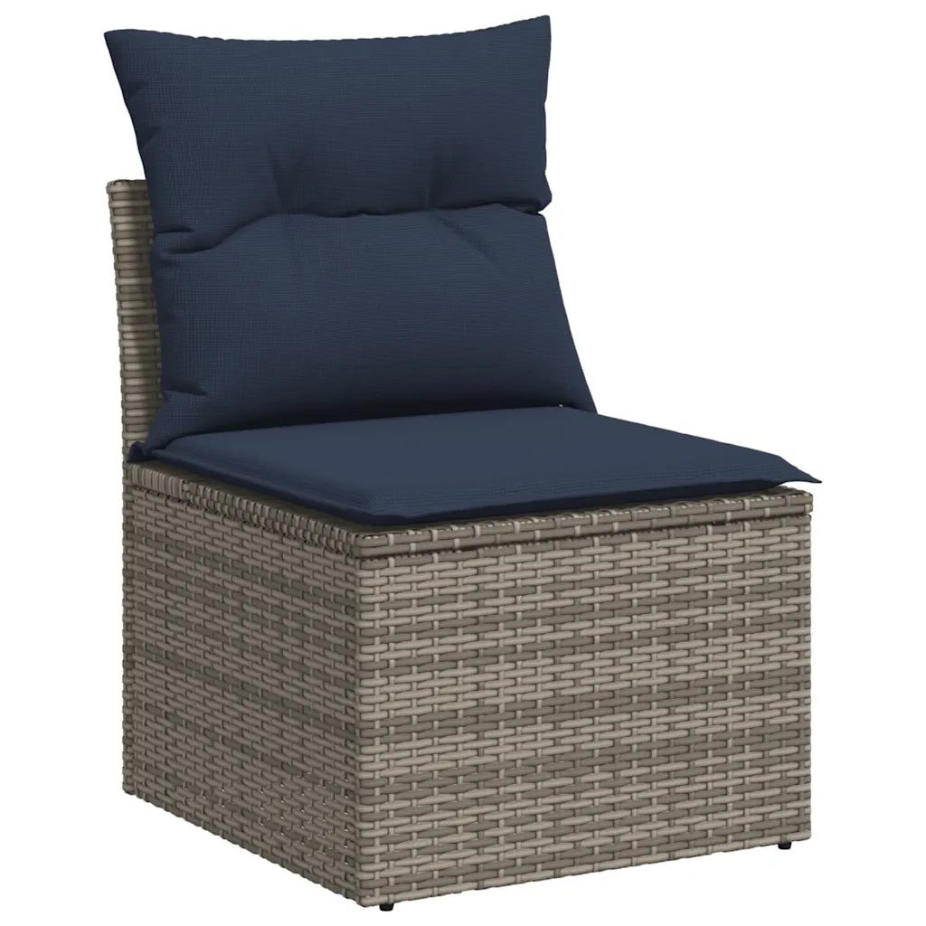 Set Divani da Giardino 7 pz con Cuscini Grigio in Polyrattan 3225795