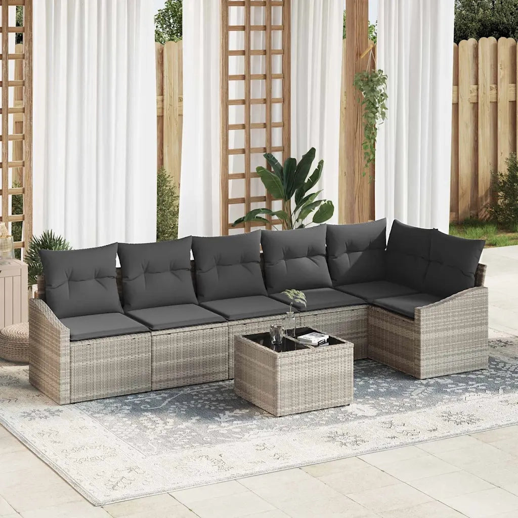 Set Divano da Giardino 7 pcs Grigio chiaro polyrattan