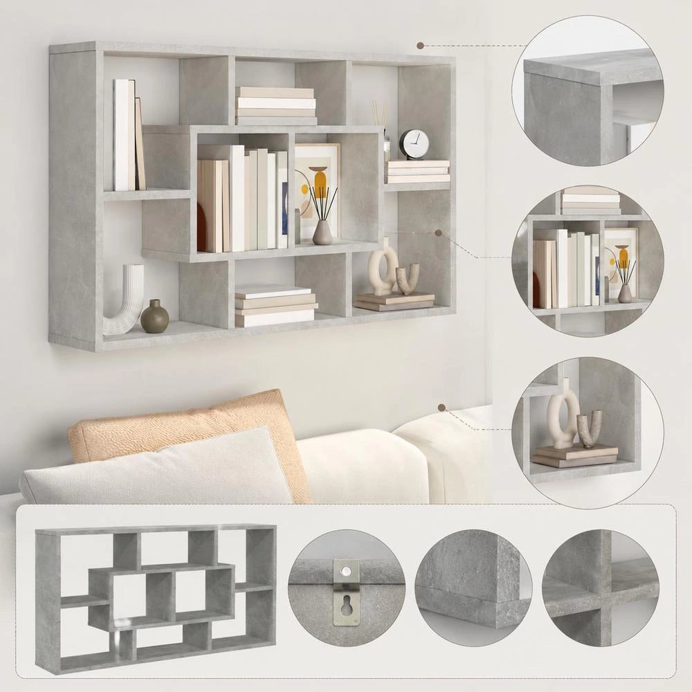 Wall Shelf, Concrete Grey, 85x16x52.5 Cm, Wood-based Material