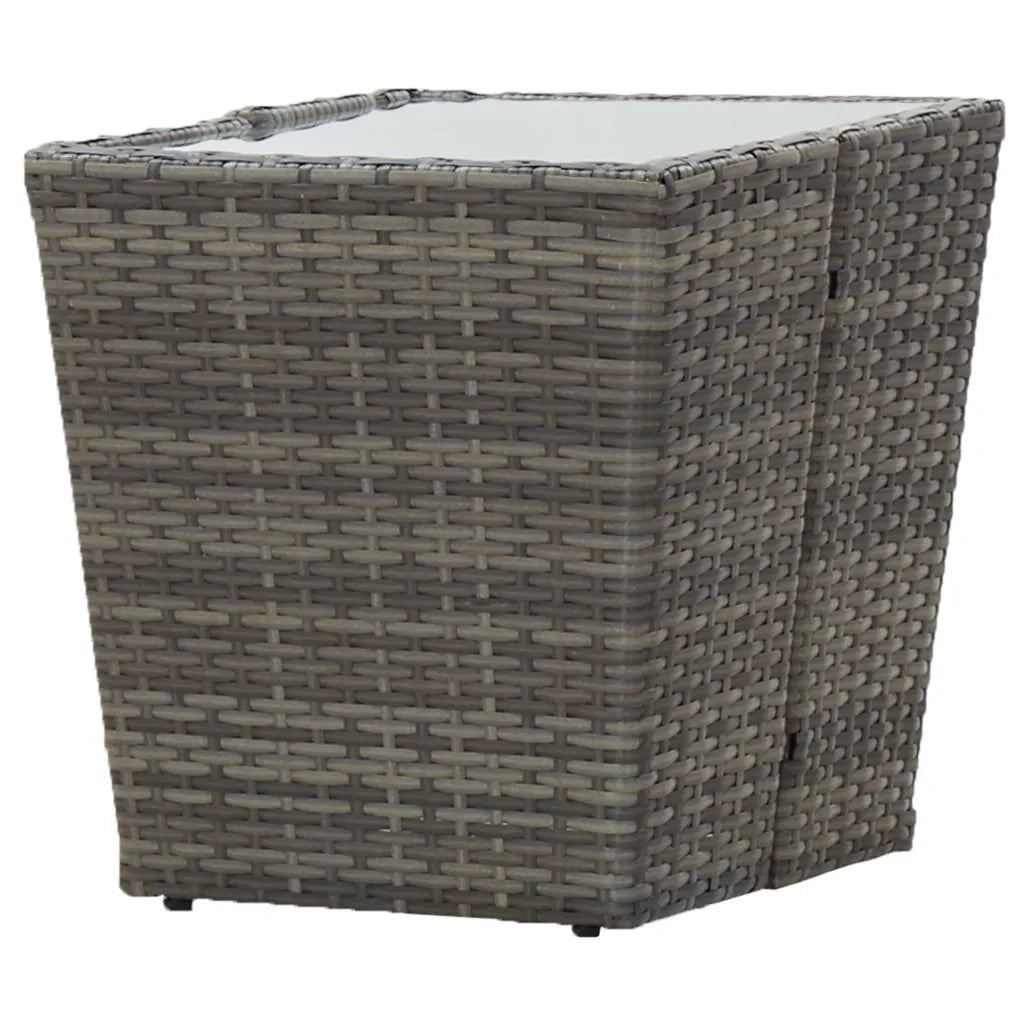 Set Bistrot Giardino 3 pz | Set Salotto da Giardino Polyrattan e Vetro Temperato Grigio