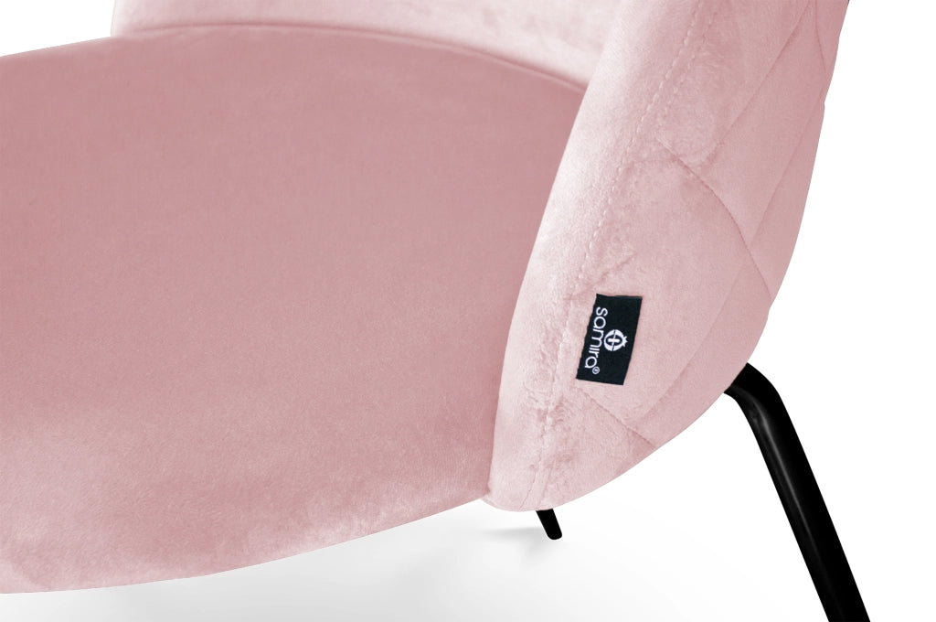 Set di 2 sedie da pranzo imbottite in velluto rosa piede nero – Nicole - SD19NIPN