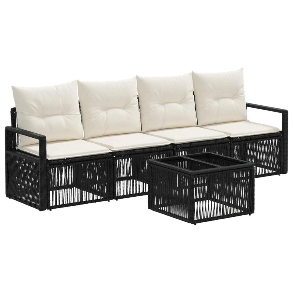Set Divano da Giardino 5 pz Nero polyrattan 3435637