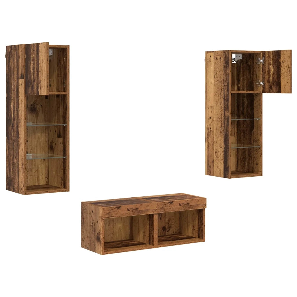 Mobiletti TV da Parete 4 pz-Set di 4 Credenza per TV sospesa Rovere artigianale 40 x 30 x 30 cm