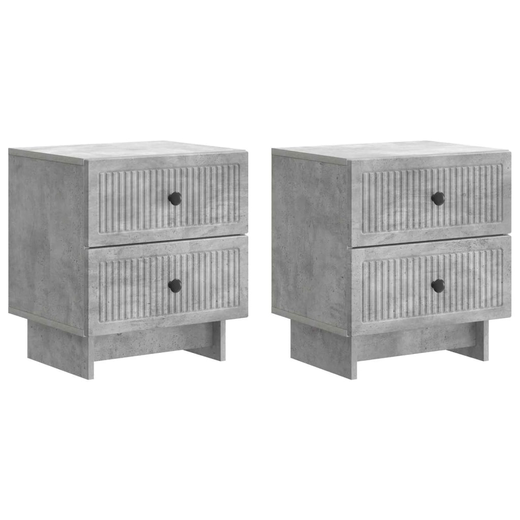 Set di 2 Comodini | Armadio da Notte | Mobiletto da notte Grigio Cemento 43 x 34,5 x 47,5 cm