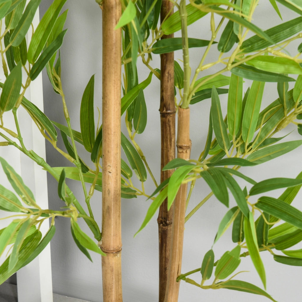 Pianta artificiale di bambù decorativa con vaso 644 foglie in plastica verde per interni ed esterni Ø 15.5 × 120 cm