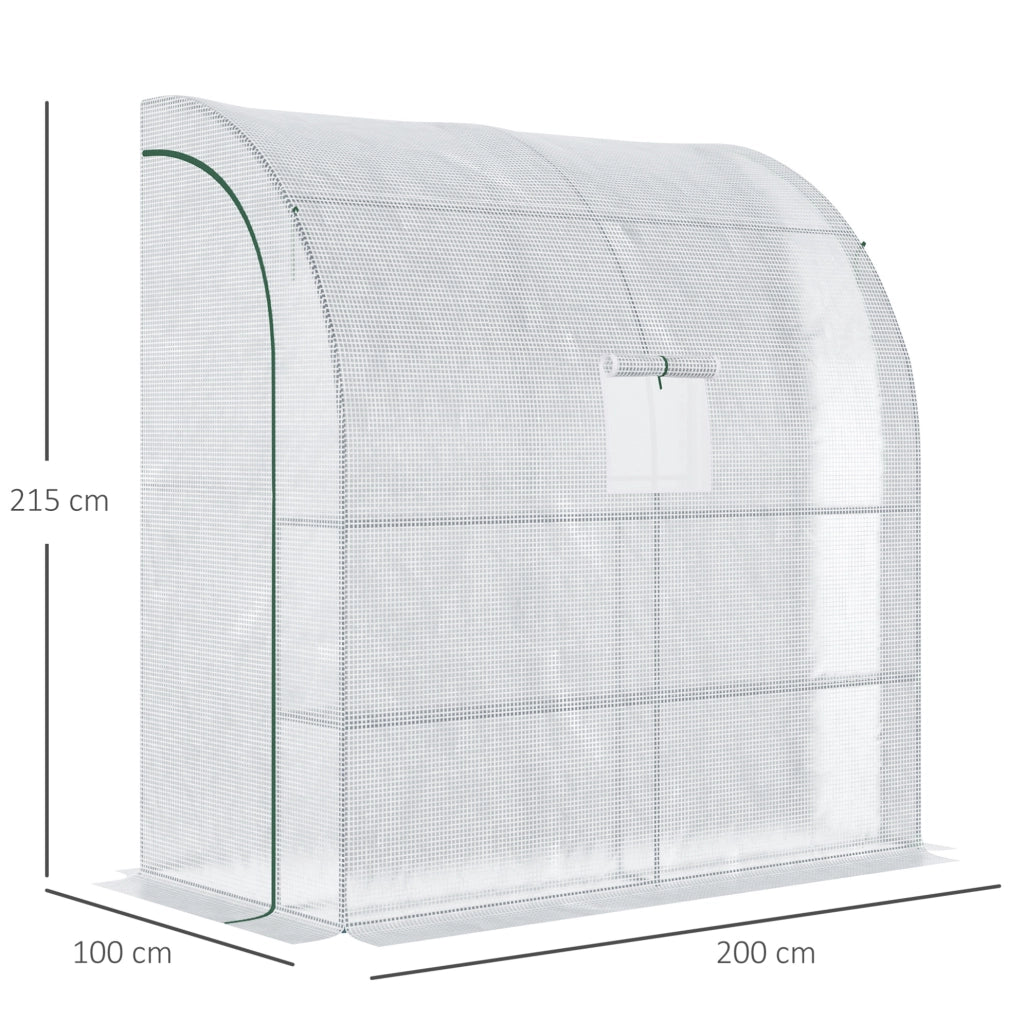 Serra addossata 200x100x215 cm in acciaio e PE bianca con porte avvolgibili