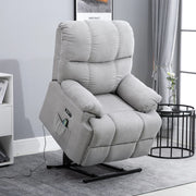 Poltrona relax rialzabile con alzata assistita schienale reclinabile a 160° USB e tasca laterale in poliestere grigio