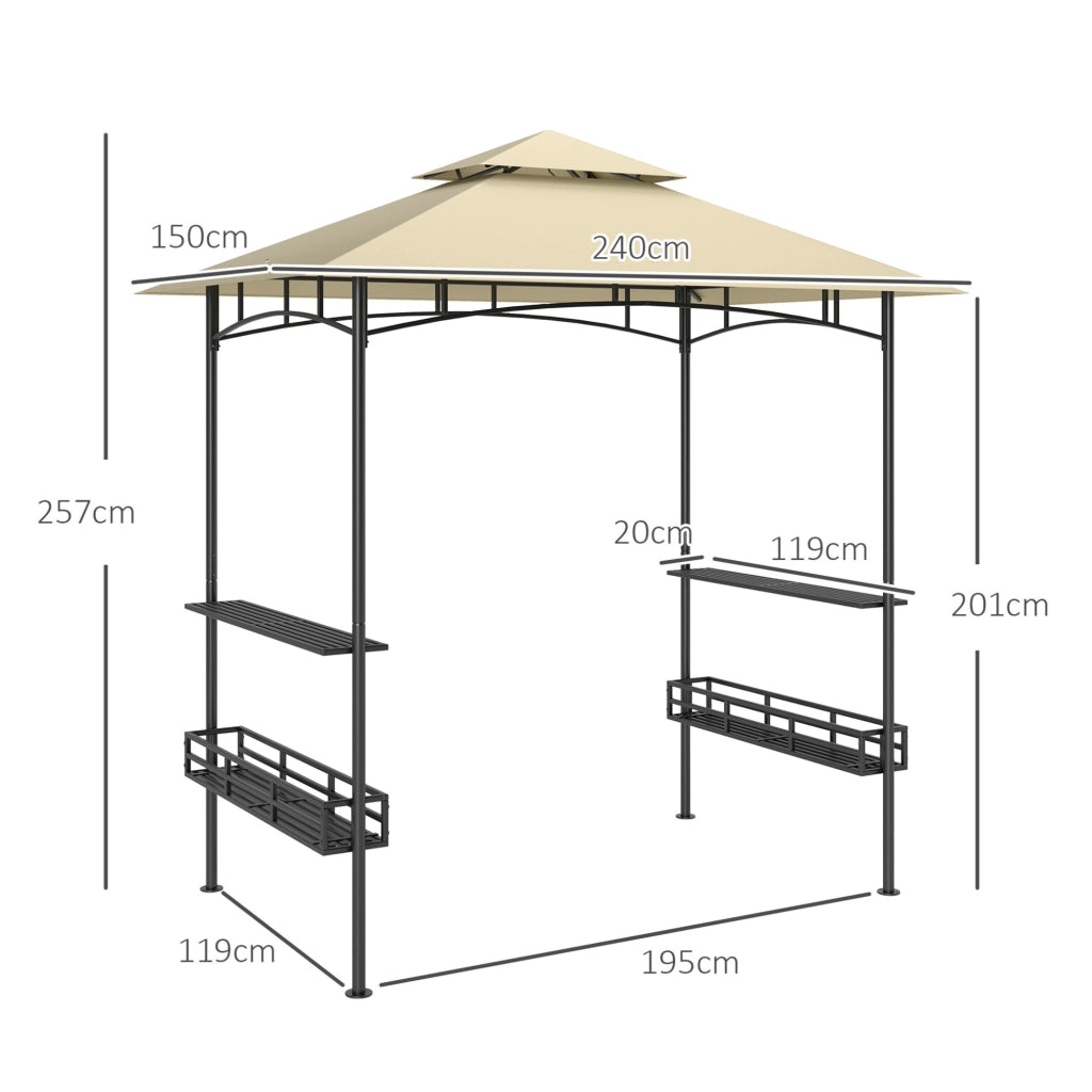 Gazebo per barbecue in acciaio beige 240 x 150 x 257 cm
