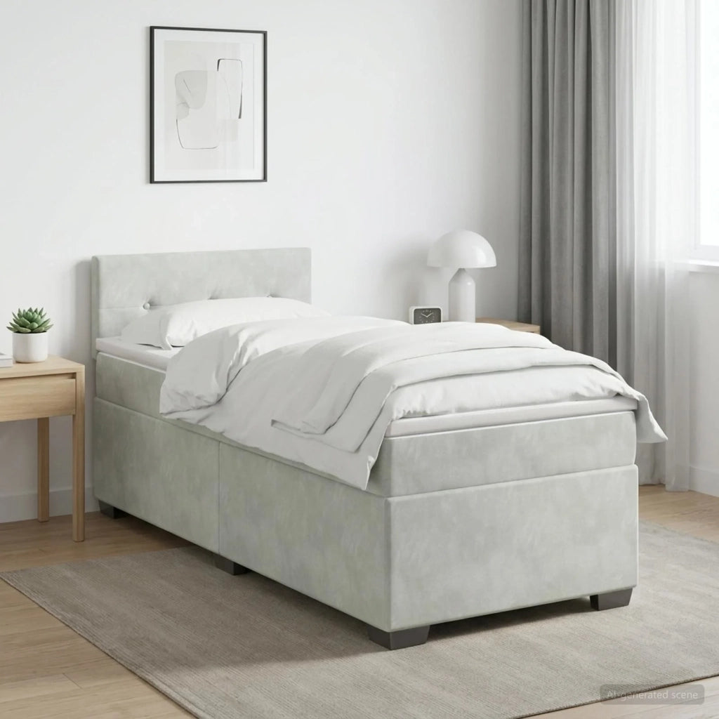 Letto con Box Spring, Materasso e LED Grigio Chiaro Singolo 3452260