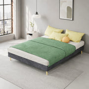 Letto moderno 140 x 200 cm grigio in tessuto e metallo