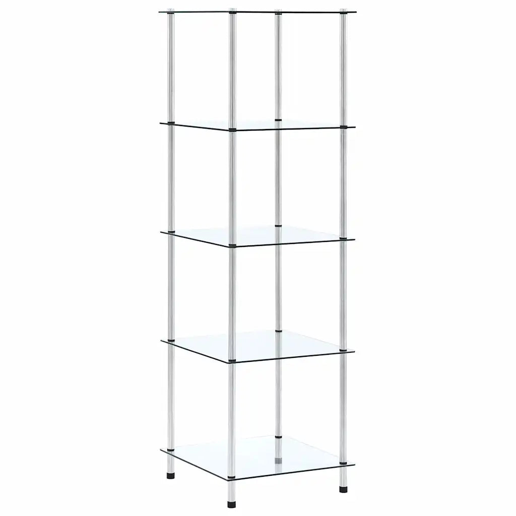 Scaffale a 5 Livelli Trasparente 40x40x130cm in Vetro Temperato 249506