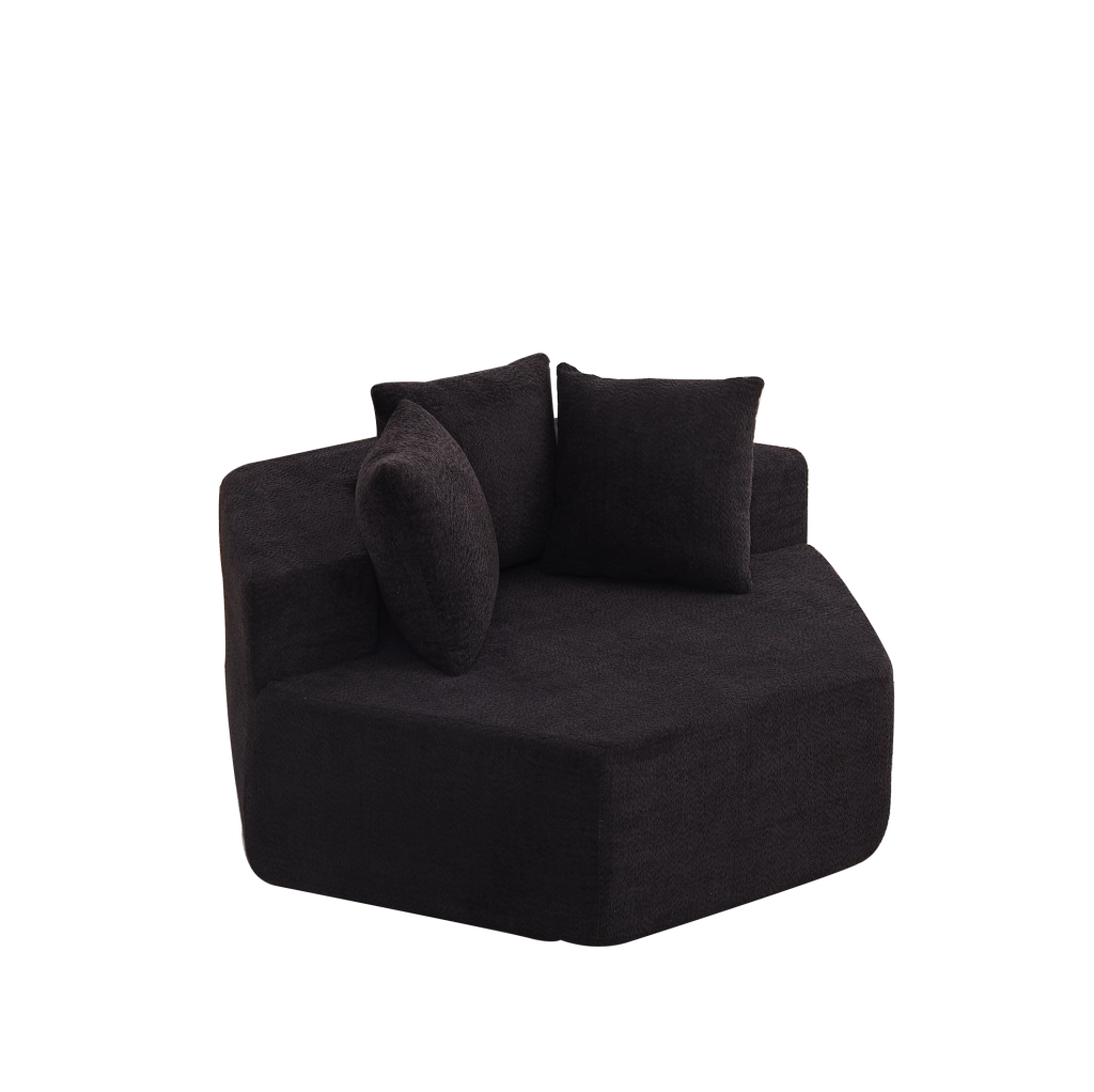 Poltrona lounge modulare esagonale in chenille nera