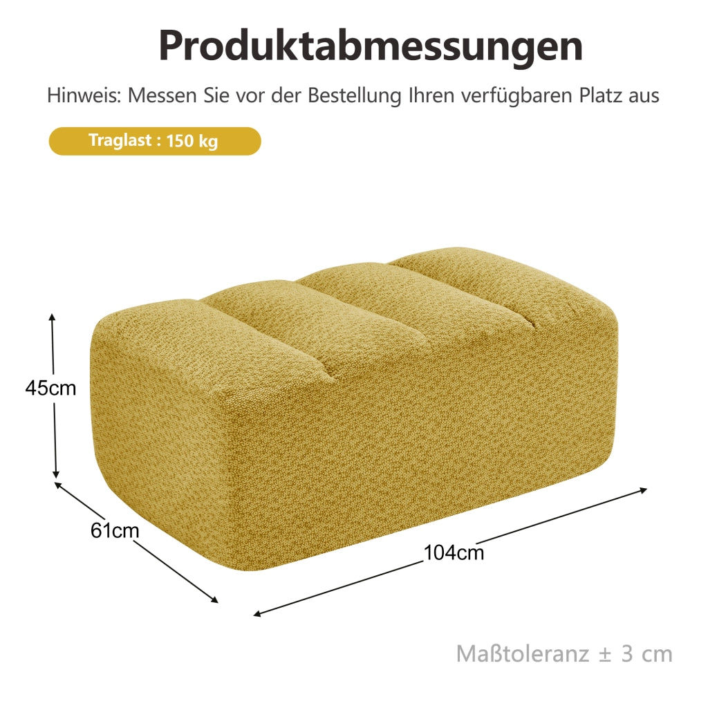 Poltrona con pouf modulare senza struttura, seduta ampia e design ergonomico, in Pile Granulato, Giallo, 25 × 25 × 83 cm