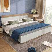 Letto Matrimoniale Imbottito  cm con Testiera Contenitore; White+Oak