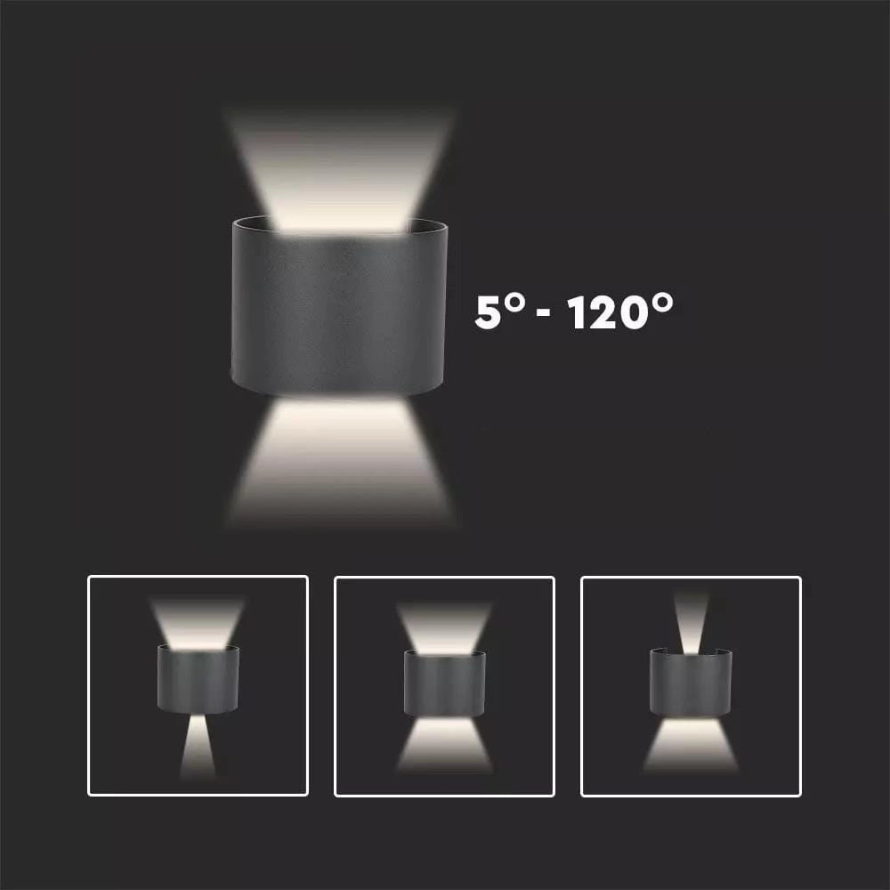V-TAC applique LED 5W 4000K 700lm IP65 nera tonda VT-756