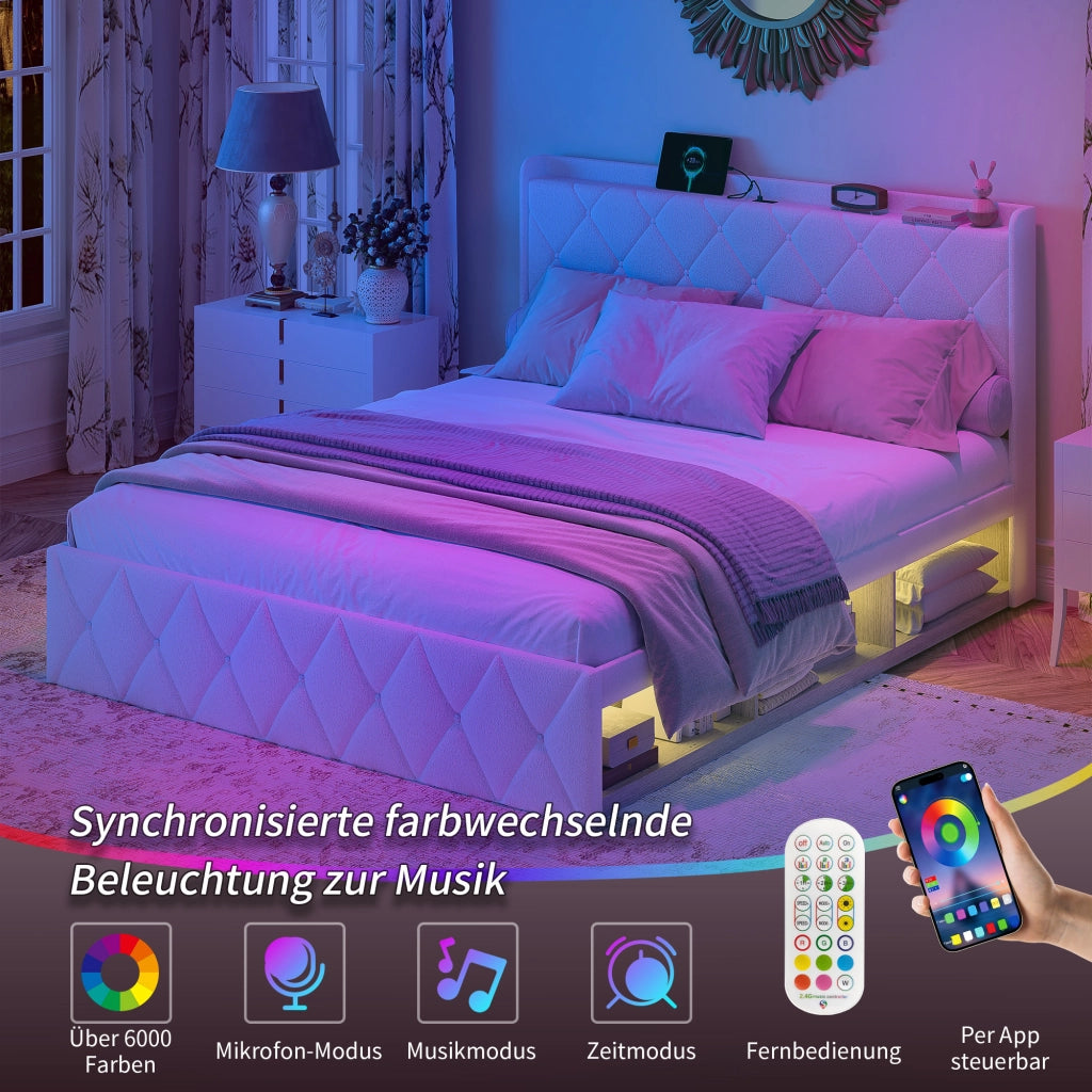 letto imbottito teddy bianco 140 x 200 cm