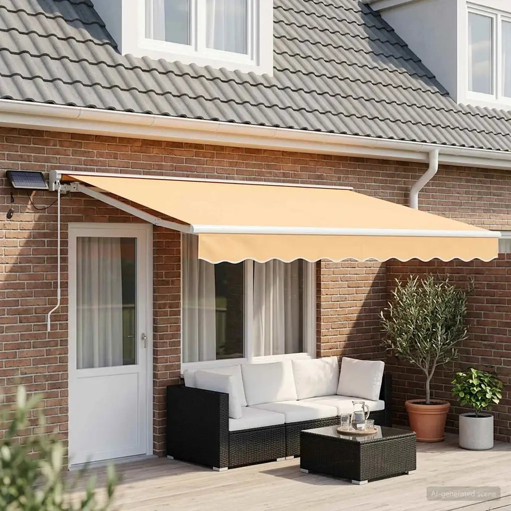 Cornice per Tenda Manuale con LED Sabbia 4 × 3 m 3426094