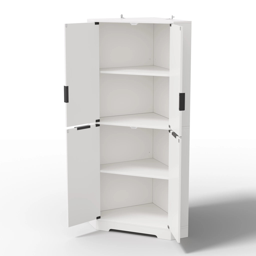 Armadio angolare ¨C Minimal ¨C Bianco in legno, 4 ante, ripiani regolabili, 60¡Á60¡Á172 cm