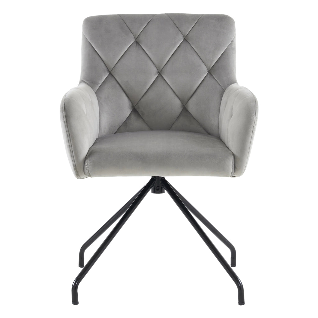 Set 6 Sedie da Pranzo Imbottite ¨C Xylo ¨C Velluto Grigio Chiaro, Gambe in Metallo