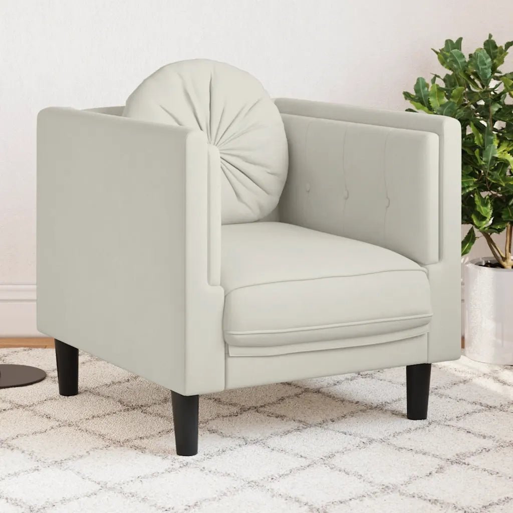 Poltrona | Sedia Relax con Cuscino Crema in Velluto