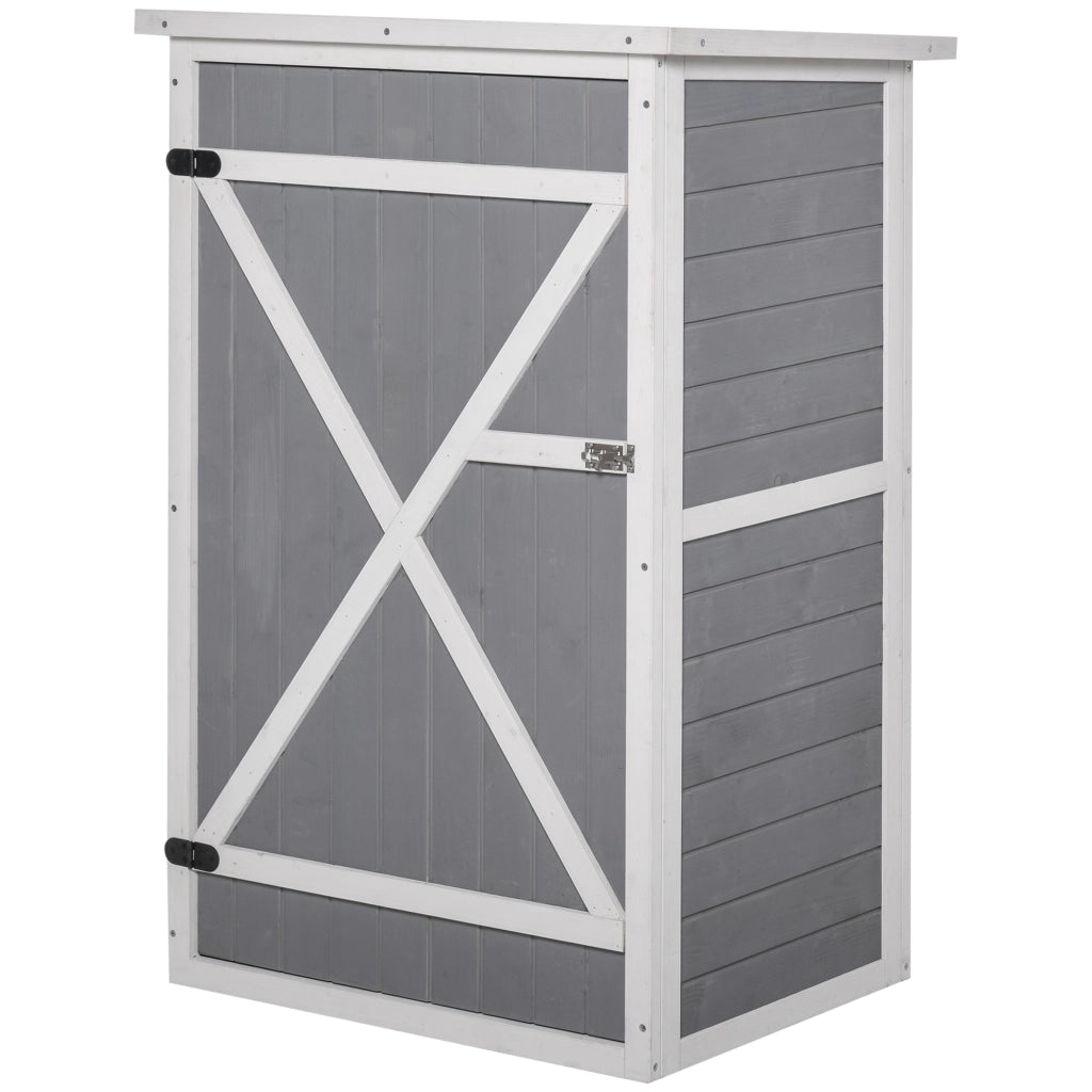 Armadio da giardino con due ripiani e porta bloccabile in legno nero per attrezzi da esterno 75 × 56 × 115 cm