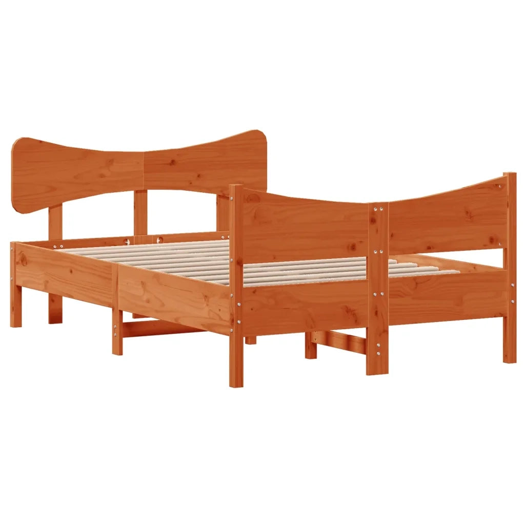 Letto senza Materasso-Struttura Letto Marrone Cera 120x190 cm in Legno di Pino 620974