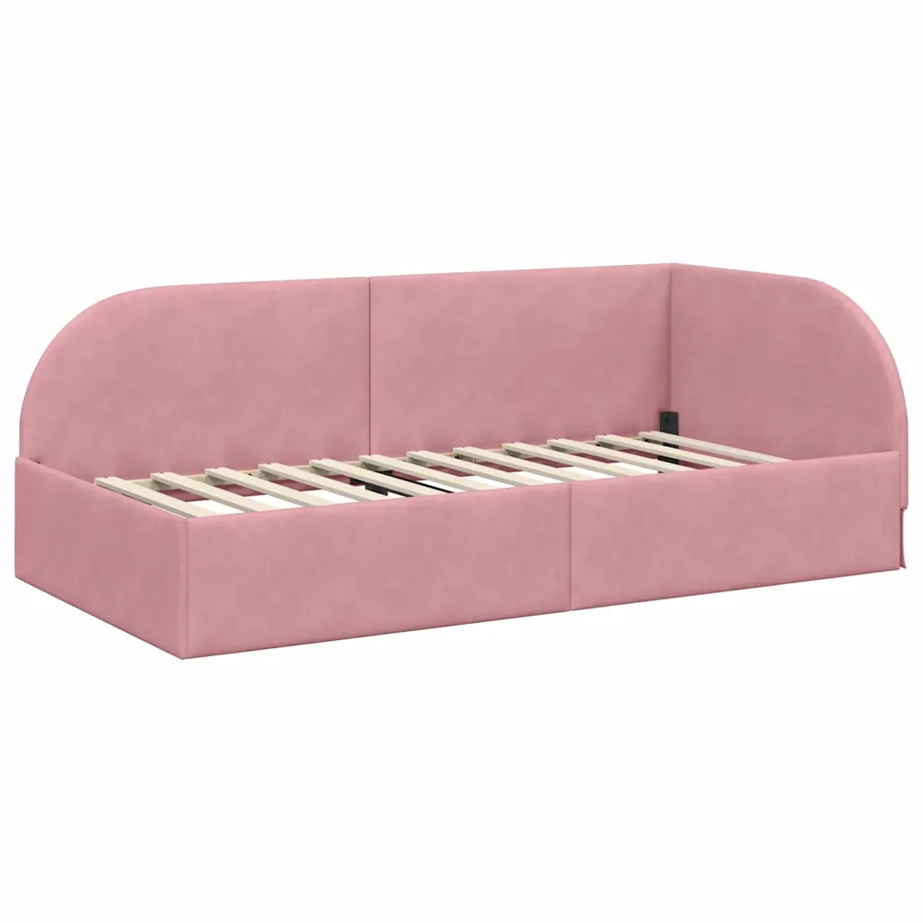 Cornice del letto ad angolo Rosa 80 cm x 200 cm Velluto