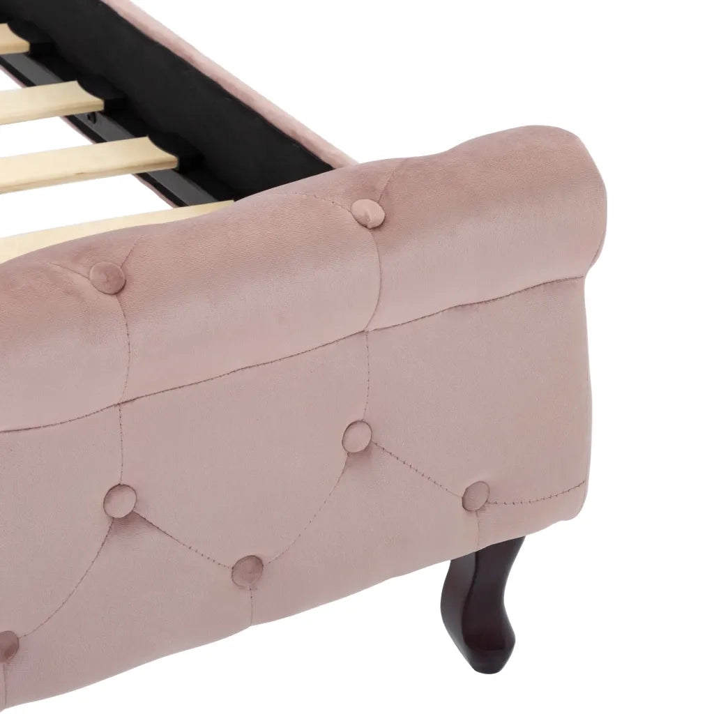 Giroletto-Struttura Letto Rosa in Velluto 200x200 cm