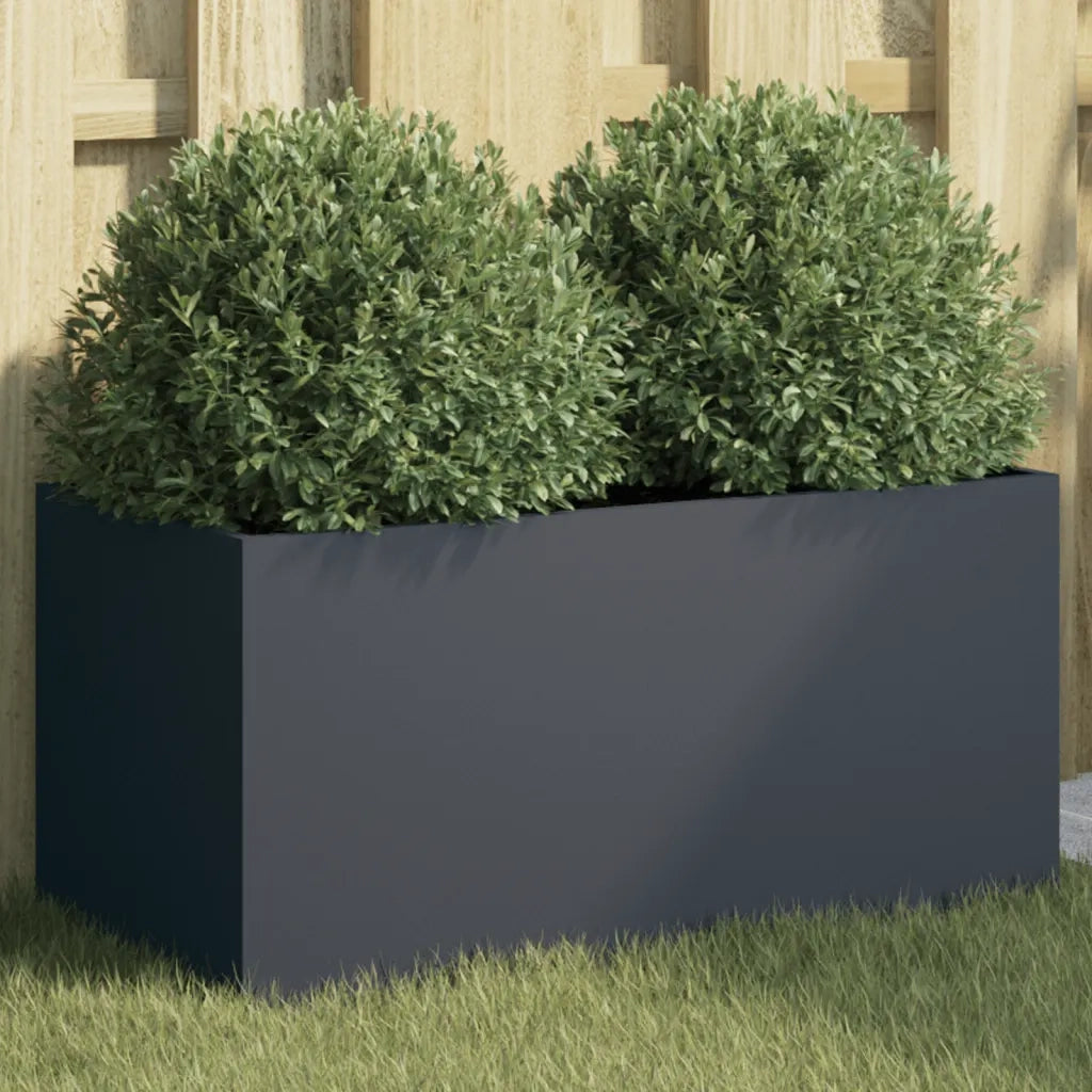 Fioriera | Cassetta per fiori | Vaso Antracite 62x30x29 cm in Acciaio