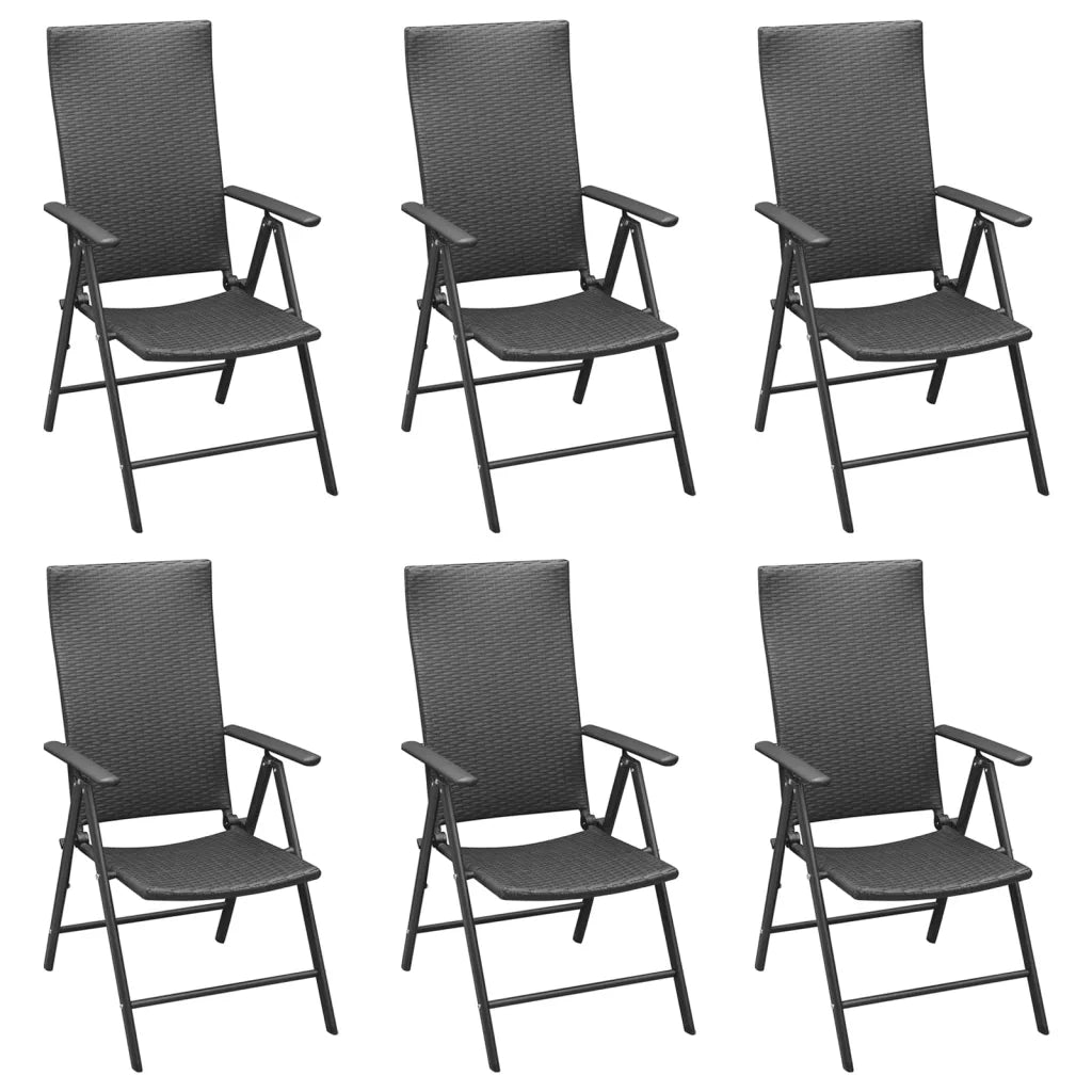 Set da Pranzo da Giardino 7 pz Nero in Polyrattan 3156513
