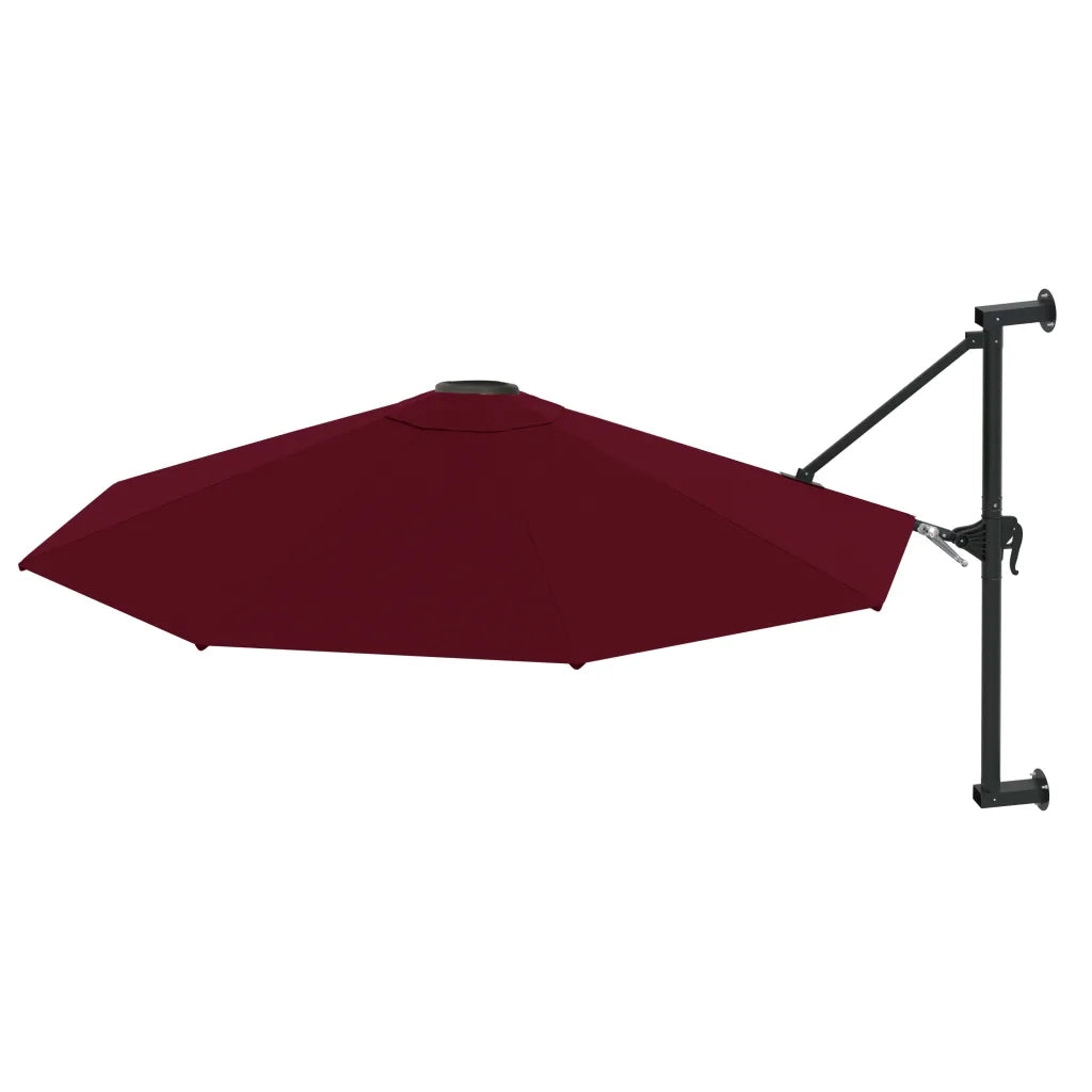 Ombrello | Parasolne a Muro con Palo in Metallo 300 cm Rosso Borgogna