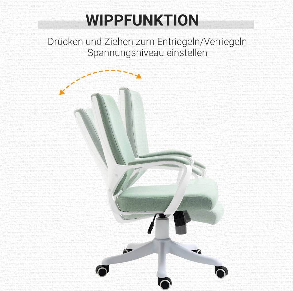 Sedia da ufficio ergonomica verde con supporto lombare