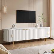 Mobile porta TV bianco da 170 cm in MDF con cinque ante scanalate
