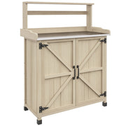 Tavolo da giardinaggio con ripiani e cassetto ¨C Xylo ¨C Legno naturale 90,5x41x124,5cm