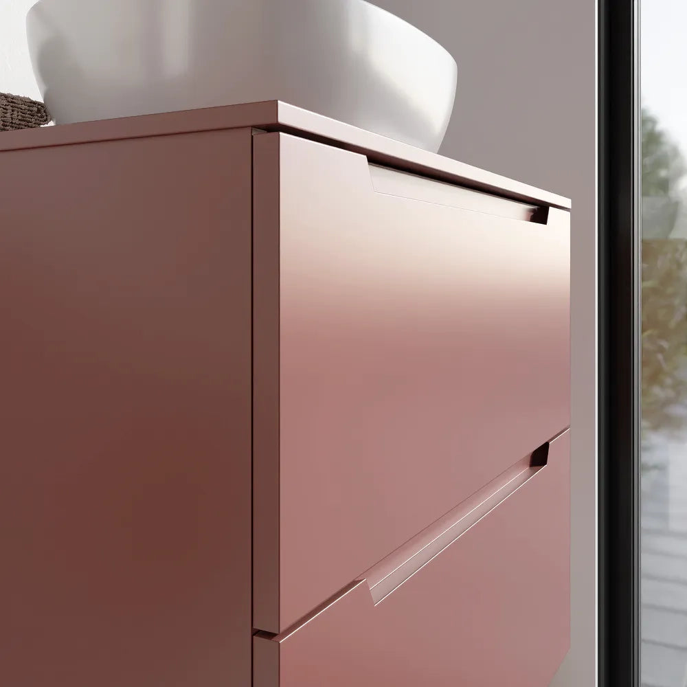 Mobile bagno sospeso 70cm terracotta due cassetti soft-close con top | Bako